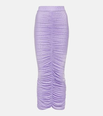 Crystal-embellished ruched midi skirt | Alex Perry