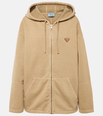 Oversized cotton zip-up hoodie | Prada