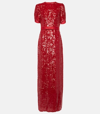 Bow-detail sequined maxi dress | Erdem