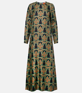 Swing printed silk twill midi dress | La DoubleJ