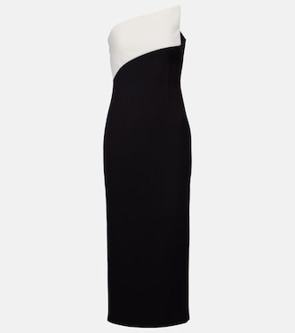 Strapless asymmetric crêpe cocktail dress | Roland Mouret