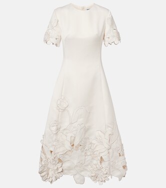Caroline floral-appliqué midi dress | Leo Lin