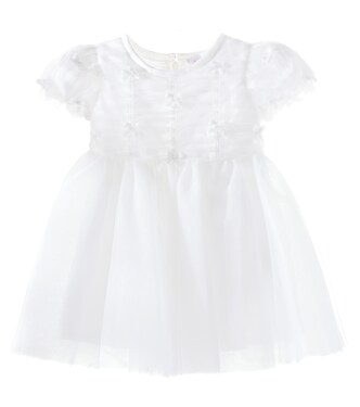 Baby bow-detail ruched tulle dress | Monnalisa