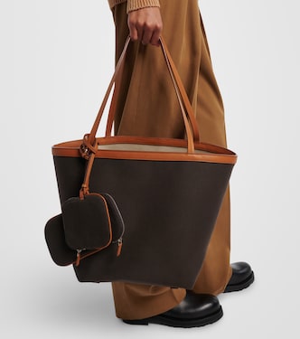 Park Three Stitch reversible canvas tote bag in brown - The Row