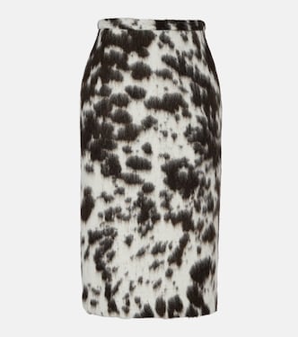 Printed wool-blend midi skirt | Dries Van Noten