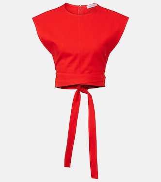 Belted cotton gabardine crop top | Alaïa