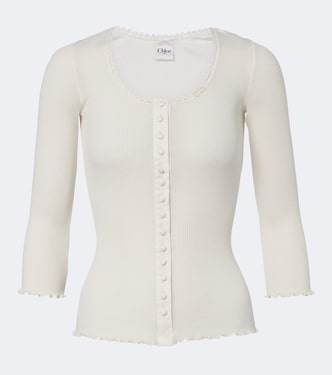 Ribbed-knit cotton and silk jersey top | Chloé
