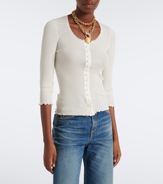 Ribbed-knit cotton and silk jersey top in white - Chloe | Mytheresa
