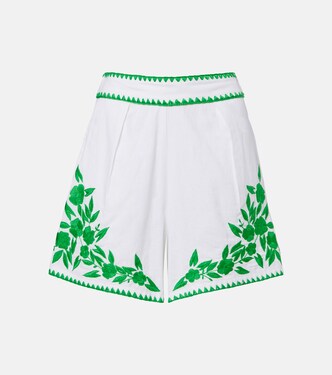 Embroidered cotton and linen shorts | Juliet Dunn