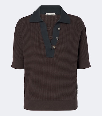 Waffle-knit cotton and cashmere-blend polo shirt | JW Anderson