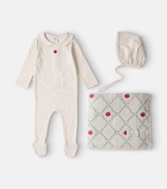 Baby Apple onesie, hood, and blanket set | Bebe Organic