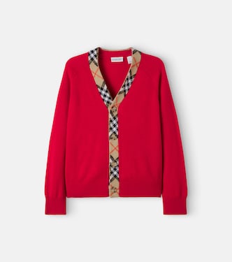 Burberry Check-trimmed wool cardigan | Burberry Kids