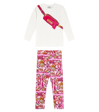 Printed cotton-blend top and leggings set | Moschino Kids