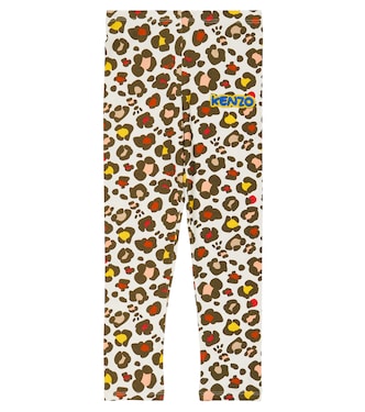 Leopard printed cotton-blend leggings | Kenzo Kids