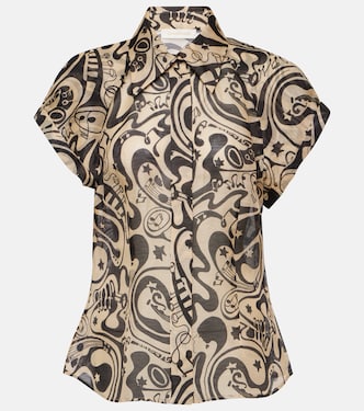 Matchmaker printed linen and silk blouse | Zimmermann