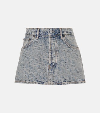 Monogram low-rise denim miniskirt | Acne Studios