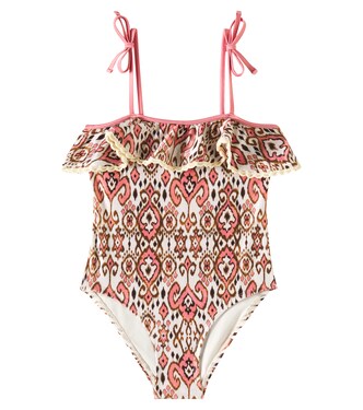 Wylie ruffled printed swimsuit | Zimmermann Kids
