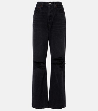 Kelly high-rise distressed straight jeans | Agolde