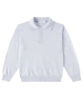 Cashmere, silk, and linen polo sweater | Brunello Cucinelli Kids