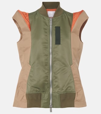 Paneled twill and gabardine vest | Sacai