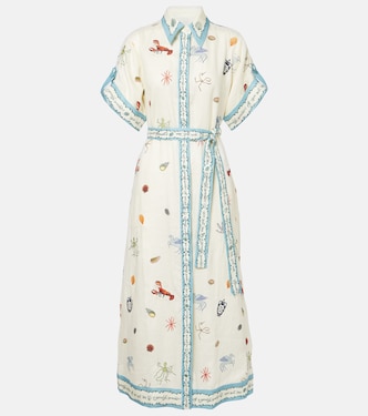 Robe chemise Sandy brodée en lin | Alémais