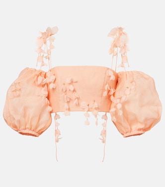 Dawning linen and silk crop top | Zimmermann
