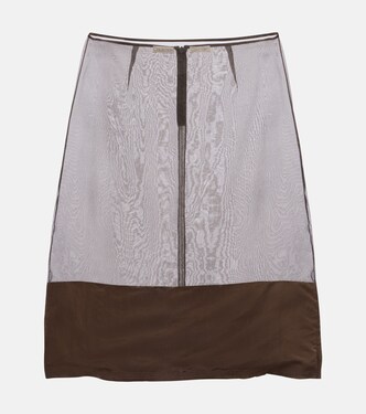 Mabel satin-trimmed mesh midi skirt | Calvin Klein Collection