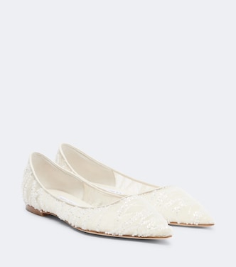 Love embellished mesh ballet flats | Jimmy Choo