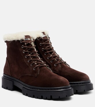 Henry shearling-lined suede combat boots | Staud
