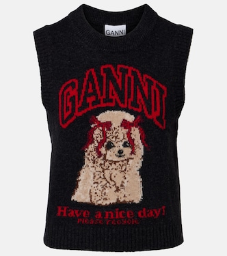 Printed wool-blend vest | Ganni