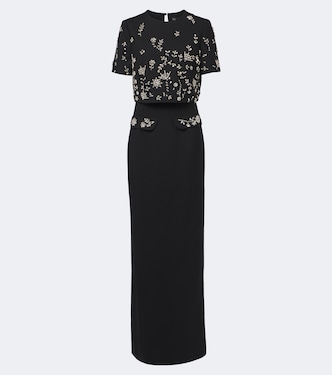 Embellished wool-blend bustier gown | Oscar de la Renta