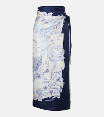 Falda envolvente de seda estampada | Ferragamo