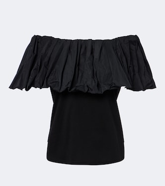 Ruffled off-shoulder cotton top | Max Mara