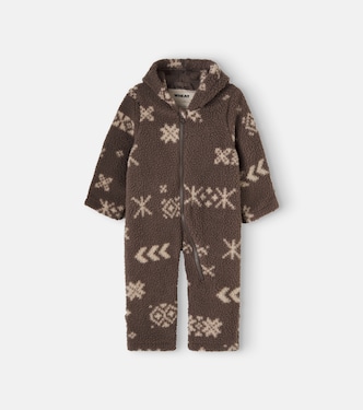 Baby Allo printed fleece onesie | Wheat