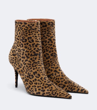 Barbara leopard-print suede ankle boots | Amina Muaddi