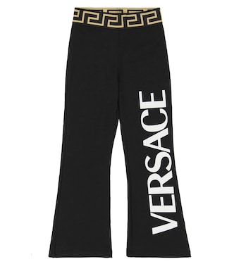 بنطلون فلير من القطن المخلوط مع لوغو | Versace Kids