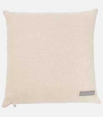 Bead-embellished linen cushion | Brunello Cucinelli