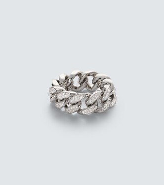 Flat Link 18kt white gold ring with diamonds | Shay Jewelry