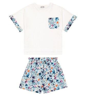 Floral cotton T-shirt and pants set | Il Gufo