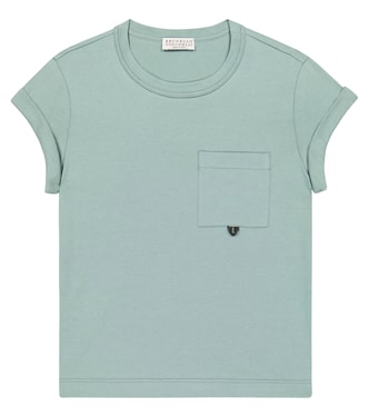 Embellished cotton jersey T-shirt | Brunello Cucinelli Kids