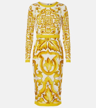 Robe midi Majolica en soie mélangée | Dolce&Gabbana