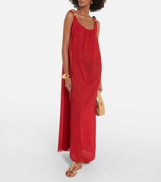 red strappy back detail chiffon maxi dress New PrettyLittleThing Red Strappy Back Detail Chiffon Maxi Dress S4 with tags