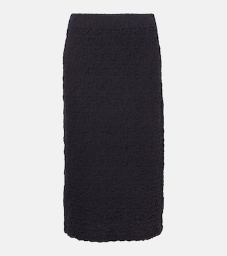 Smocked cotton-blend midi skirt | Vince