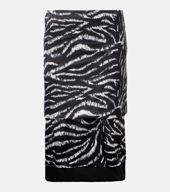 Zebra-print satin midi skirt | The Attico