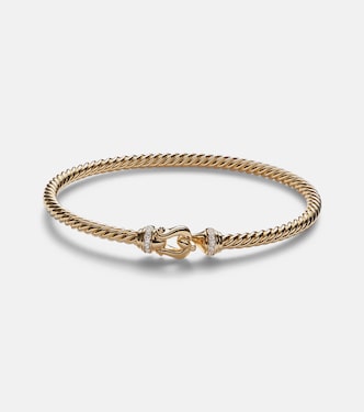Buckle Cablespira® 18kt gold bangle with diamonds | David Yurman