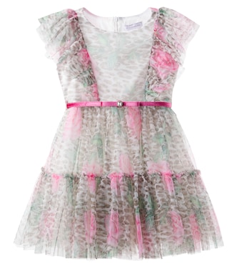Leopard-print ruffled tulle dress | Monnalisa