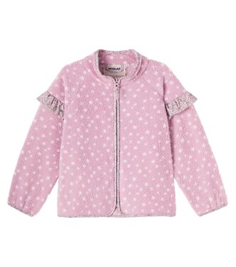 Ruffled polka-dot teddy jacket | Wheat