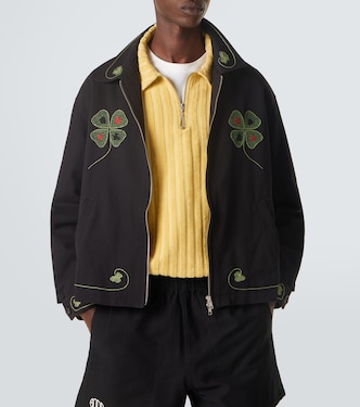 Lucky Draw cotton twill jacket in black - Bode | Mytheresa