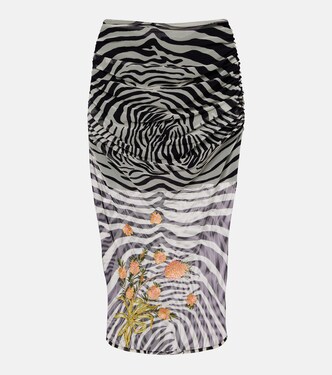 Printed sheer mesh midi skirt | Blumarine