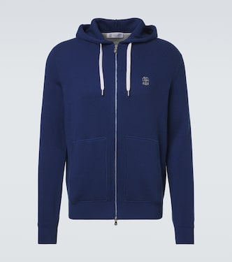 Ribbed-knit cotton zip-up hoodie | Brunello Cucinelli